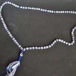 Ketting, kralen, wit, blauw