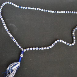 Ketting, kralen, wit, blauw