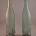 Waxinelichthouders, 2 stuks, matglazen flessen, decoratie