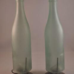 Waxinelichthouders, 2 stuks, matglazen flessen, decoratie