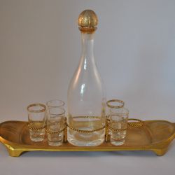 karaf op een schaal met 5 glazen, glas, set