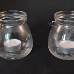 Waxinelichthouder, 2 stuks, glas