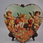 Hart met engelen, kunststof, decoratie