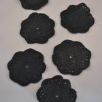 onderzetters, 6 stuks, zwart, haakwerk