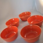 Kommen, 5 stuks, oranje, porselein