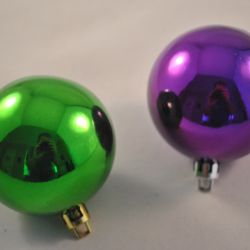 Kerstballen, 2 stuks, paars en groen