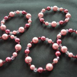Armbanden, 5 stuks, paars, roze, lila