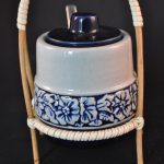 Suikerpotje, porselein, riet, retro, vintage