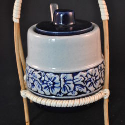 Suikerpotje, porselein, riet, retro, vintage