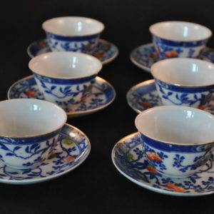 6 kopjes met schoteltjes, Chinees porselein