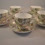 Kop en schotel, 5 stuks, Maxwell Williams, Misty Rose