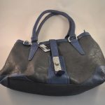 Handtas, Guliano, zwart m. blauw leer