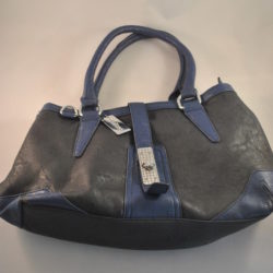 Handtas, Guliano, zwart m. blauw leer