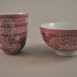 Beker en kom (lila-kleur)