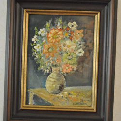 Schilderij: vaas met bloemen, gesign. Edo Roelfsema