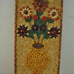 collage: vaas met bloemen