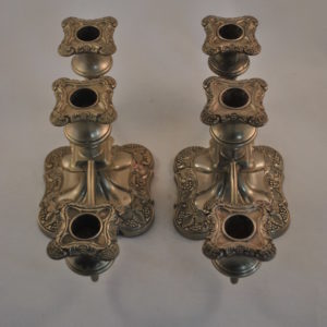 Kaarsenstanders, 3 armig, silverplated (2  stuks)