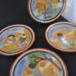 4 aardewerk wandbordjes