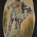 Plaquette, keramiek (afbeelding paard)