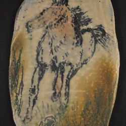 Plaquette, keramiek (afbeelding paard)