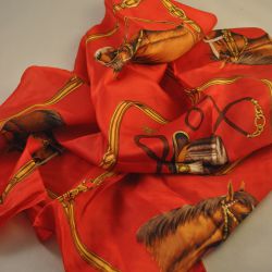 Shawl (rood, met paardenmotieven)