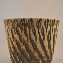 Bloempot, beige m. zwart (keramiek)