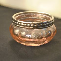 waxinelichthouder, roze glas