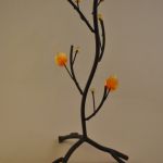 Kaarsenstander, 26,5 cm (metaal/glas)