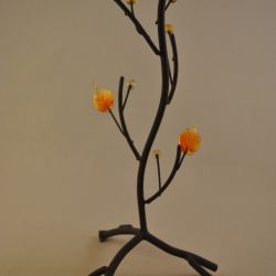 Kaarsenstander, 26,5 cm (metaal/glas)