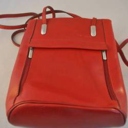 Schoudertas/rugtasje, rood leer