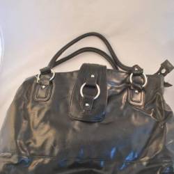 Handtas, zwart leer "New bags" 23 x 40 cm
