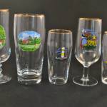 5 Nederlandse souvenirglazen (o.a. Volendam, Ootmarsum...)