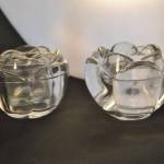 2 waxinelichthouders, bleikristall