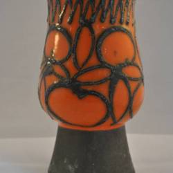 Bloemenvaas (oranje, zwart), vintage