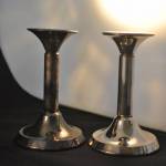2 kaarsenstanders, verzilverd, 14 cm