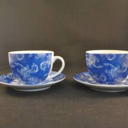 2 kop en schotels, blauw
