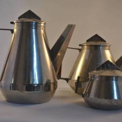 Koffiekan/Theepot/Suikerpot (metaal) Art Deco
