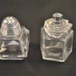 2 glazen potjes (met deksel), kristal