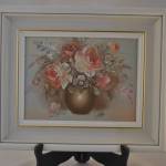 Schilderij bloemenvaas, in lijst 35 x 29