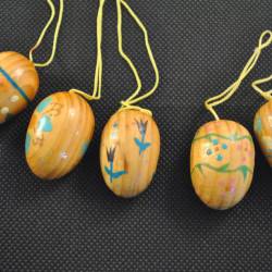 5 paaseieren, hout, 3 cm