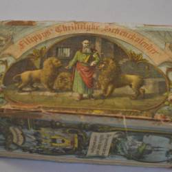 Antiek doosje "Filippus' Christelijke Scheurkalender"