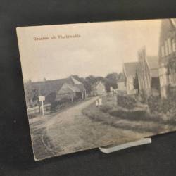 Ansichtkaart Groeten uit Vlachtwedde (bocht in weg)