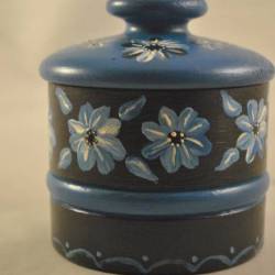 Bakje met deksel, zwart/blauw (volkschilderkunst)