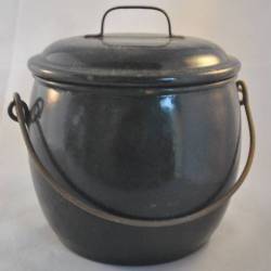Emaille dekselvat, met hengsel, zwart
