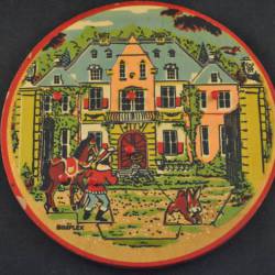 Antieke houten ronde puzzel, 19 cm