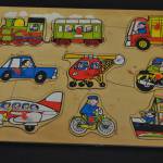 Houten kinderpuzzel  "Vervoersmiddelen" 9 stukjes