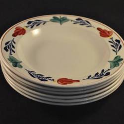 6 diepe borden, Boerenbont (22,5 cm)