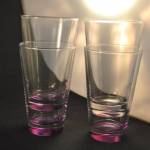 4 longdrink glazen (paarse gloed in bodem)
