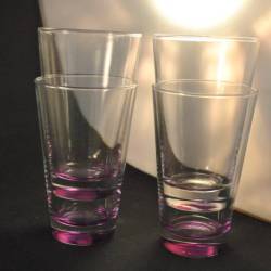 4 longdrink glazen (paarse gloed in bodem)