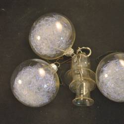 3 doorzichtige kerstballen + belletje (4 items)